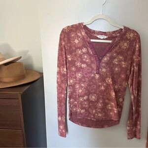 Lucky Brand Floral Long Sleeve Blouse - Pink